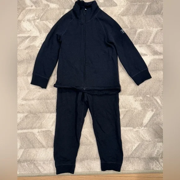 Polarn O. Pyret Navy Marino Wool Long Underwear Set - Picture 1 of 8